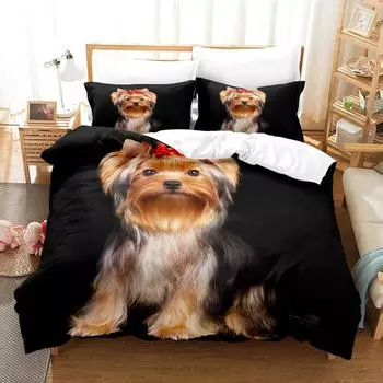 Cute Dog Bedding Set Single Twin Full Queen King Size Pet Dog Bed Set Aldult Kid Bedroom Duvetcover Sets 3D Print 135x200cm 2pcs
