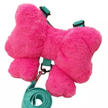 Cute Dog Bowknot Harness Set Plush Pet Traction Rope Vest Cat Harness Leash Pet Supplies L