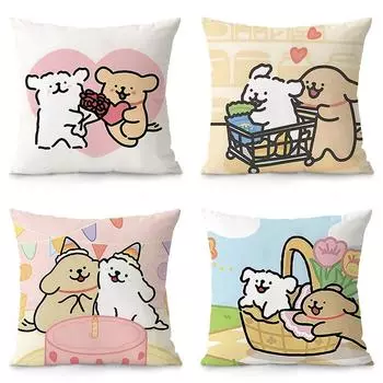 Cute Dog Pattern Pillowcase Interior Decoration Office Living Room Home Pillowcase 40x40cm