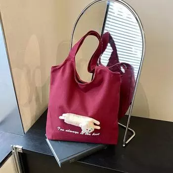 Cute doll canvas bag bag fashion women lazy wind niche large capacity student commuting shoulder tote bag розы красного