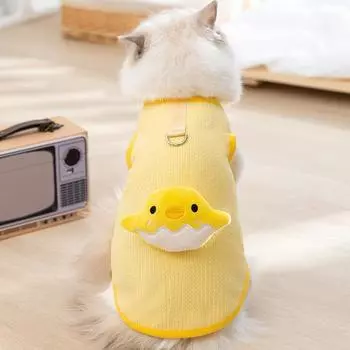 Cute doll pet clothing spring and summer thin tractable ragdoll cat blue cat medium and small dog dog cat clothes XS (recommended weight 1-1.5kg)