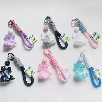 Милые брелки в виде дельфинов с пряжкой из ткани ручной работы, блестящие акриловые брелки в виде дельфинов, кавайный брелок для автомобиля, сумка синий