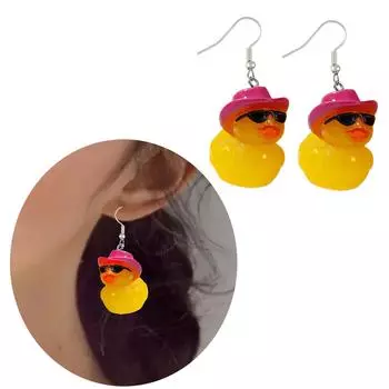 Cute Duck Keychain with Hat Handmade Yellow Duck Pendant Keychain/Earrings Eye catching Pendant for Women and Kids 1 розовый