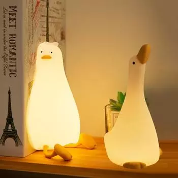 Cute Duck Silicone Night Light Rechargeable Bedsided Nightlights Touch Sensor 3 Dimmable Levels Timer For Bedroom Kid s Gift