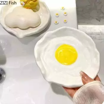 Cute Egg Soap Dish Creative Hotel Toilet Soap Shelf Ceramic Soap Box Organizer Modern Home Decoration Bathroom Accessories