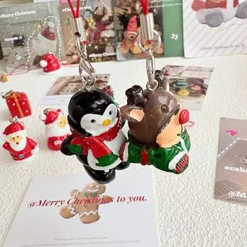 Cute Elk Phone Case Pendant Wrist Strap Anti-Lost Lanyard Festival Decorative Diy Bead Strap Phone Accessories A9