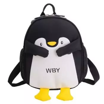 Cute Embroidery Alphabet Cartoon Penguin Children Backpack Kindergarten For