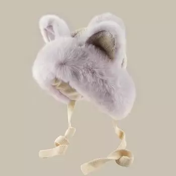 Cute Female Versatile Lei Feng Hat Versatile Ear Plush Ear Protection Hat коричневый