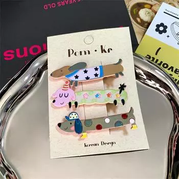 Cute Funny Cartoon Dog Hairpins Women Girls Children Bangs Hair Clips Barrettes Accessories Hairclip Headwear Headdress Ornament about 7 cm