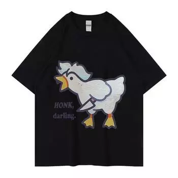Cute Funny Goose Astarion 2023 Новая графическая футболка унисекс WoUnisex Ретро футболки с короткими рукавами Летняя мода Хлопковая футболка большого размера