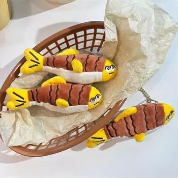 Cute Funny Small Fish Squeak Plush Doll Stuffed Toy Keychain Backpack Pendant Bag Hanging Couple Ornaments Pet Teething Toy Gift 1pcs