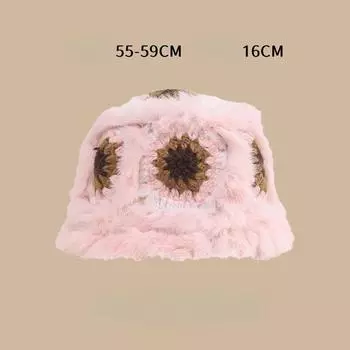 Cute Furry Rabbit Hair Lion Hat Women S Autumn And Winter Warm And Cold Plush Bucket Hat Versatile Basin Hat 56-60cm