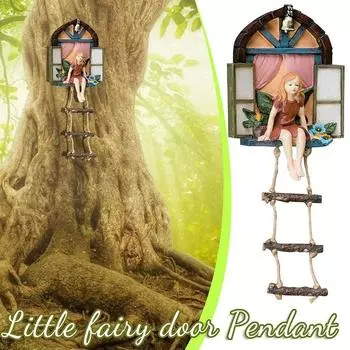 Cute Garden Fairy Resin Pendant Cartoon Hanging Fairy Ornament Fairy Door Statue Courtyard Fairy