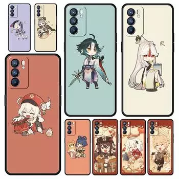 Cute Genshin Impact Phone Case For Oppo A54 A53 A52 A9 2020 A15 A95 A16 A76 A74 A12 Find X5 Reno7 SE Reno6 Pro Plus 5G Cover Oppo A15