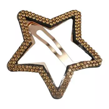 Cute Geometric Rhinestone Star BB Clip\ Y2k Pentagram Star Side Clip Metal Hair Clip Hollow Hair Clip Photograph