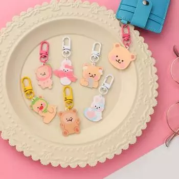 Cute Gifts Animal Backpack Trinkets Cartoon Acrylic Bear Keychains Bag Pendant Rabbit Keychain 07