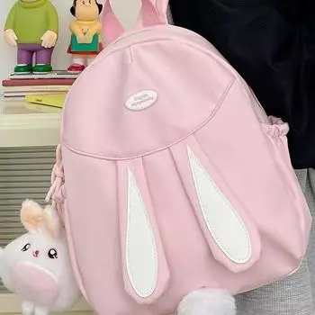 Cute girl backpack middle school student high school student schoolbag simple and versatile new bunny tide primary school backpack чёрный