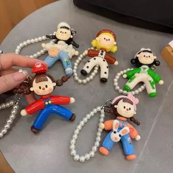 Cute Girl Doll Key Chain Trinket Cartoon Girl Keyring Kawaii Bifurcate Girl s Keychain Children Style 2