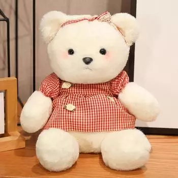 Cute Girl Heart Bear Plush Doll Wearing Skirt Bear Doll Girl Bed Sleeping Doll Birthday Gift 25cm красный