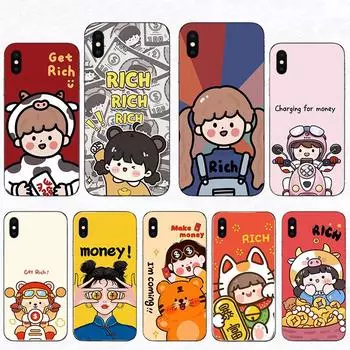 Cute Girl Trying To Make Money Become Rich Mobile Shell For Iphone 11 Pro Max Xs X Xr 13 12 Mini 7 8 6s Plus SE Hard Phone Case iPhone 5