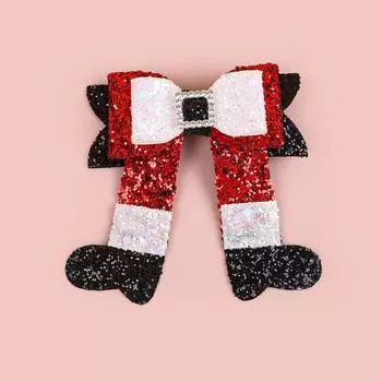 Cute Girls Christmas Hair Clips Elk Santa Claus Glitter Hair Bows Barrettes Clips Children Christmas Party Hair Accessories