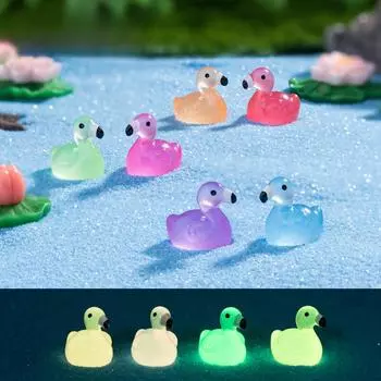Cute Glow-in-the-dark Flamingo Resin Widget Micro Landscape Succulent Pot Diy Decorative Accessories Luminous flamingo 10pcs зелёный