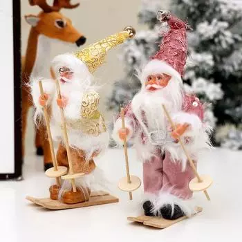 Cute Gnome Old Man Decorations Creative Silicone Christmas Crafts Decorative Sliding Sleigh Cartoon Santa Claus Figurine