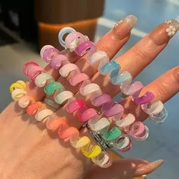 Cute Gradient Color Hair Ring - Korean Sweet Style, Thick Rubber Band