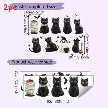 Cute Halloween Black Cat Bat Ghost Bedroom Home Decoration Wall Stickers