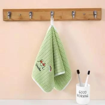 Cute Hand Towels Bathroom Towels with Hanging Loop Microfiber Coral Fleece Absorbent for Kitchen Bathroom Bedroom AVE зелёный