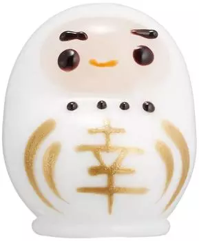 Cute handmade glasswork happy daruma CYK494 (white)