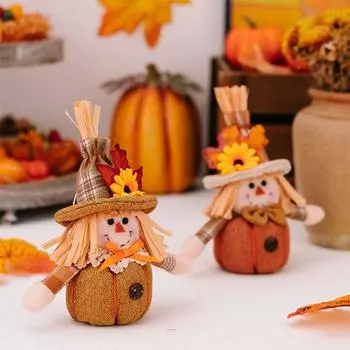 Cute Harvest Season Sunflower Gnome Cartoon Scarecrow Doll Pendant Autumn Decor style 1