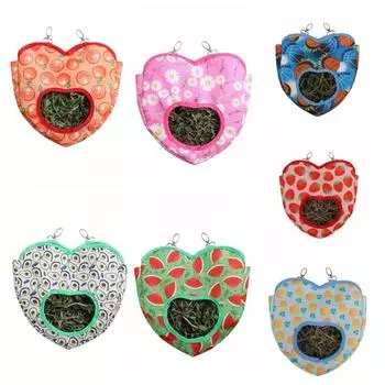 Cute Heart-Shape Hay Bag Capacity Feeding Dispenser Container Hay Feeder Grass Feeding Bag Rabbit 2