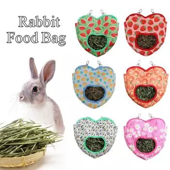Cute Heart-Shape Hay Bag Hanging Feeding Dispenser Container Rabbit Feeding Bag Rabbit 2