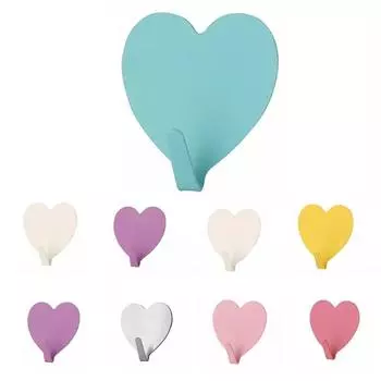 Cute Heart Shape Hooks Self Adhesive Hooks Stainless Steel Strong Sticky Wall Door Hang Bathroom Storage Organizer Holder