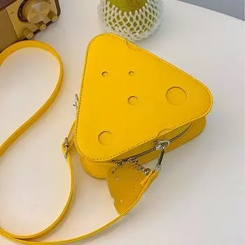 Симпатичная сумка с дырочками и сыром, маленькая женская сумка 2024 года, новый иностранный стиль, креативная треугольная сумка через плечо жёлтый