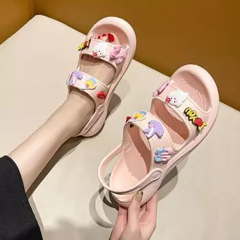 Cute hole shoes women s summer wear new Internet celebrity fashion beach sandals trend thick-soled non-slip cool slippers women 36 белый