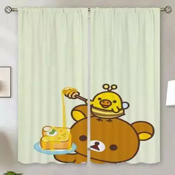 Cute Japanese Bear Beaded Curtain Living Room Modern Living Room Curtains 2024 Tulle in Kitchen Customs Free Shipping Products W50xH70cmx2pcs-CL
