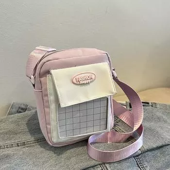 Cute Japanese small fresh sweet lady splicing messenger bag 2024 casual fashion shoulder small square bag woman чёрный