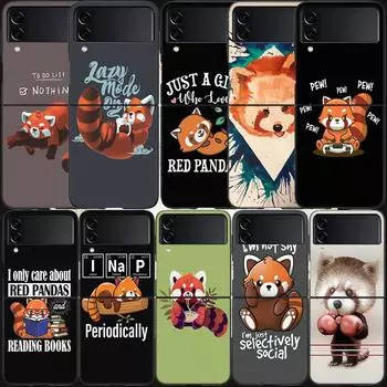 Cute judo swordsman Panda Case for Samsung Galaxy Z Flip 3 Flip 5 4 5G Black Hard Cell Phone Cover Samsung Z Flip 5 5G Luxury PC Samsung Z Flip 4 5G