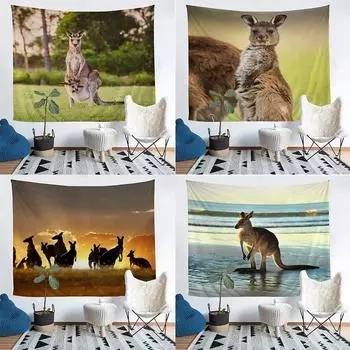 Cute Kangaroo Baby Tapestry Office Living Room Decoration Home Wall Tapestry 100x75cm