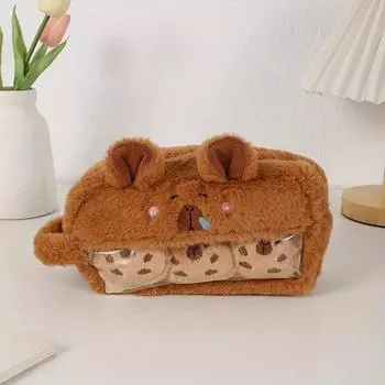 Cute Kawaii Large Capacity Capybara Pen Bag Funny Cartoon Fashion Capybara Plush Pencil Pouch School Supplies Birthday Gifts snot