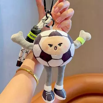 Cute Keychains Plush For Sports Fans With Soft Fabric Cartoon Character Dolls Soccer Doll