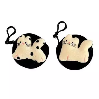 Cute Kitty Coin Purse Black Premium Plush Mini Anti-Fall Earphone Storage Bag Key Bag Portable Wallet 02