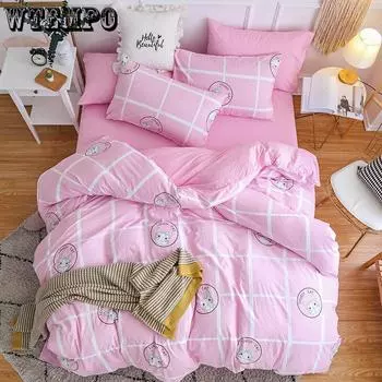 Cute Kitty Пододеяльники Наволочки Мягкий односпальный двуспальный комплект постельного белья Twin 3Pcs Size