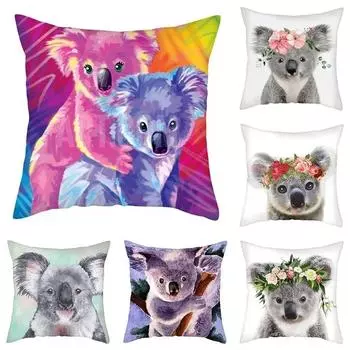 Cute Koala Pillowcase Car Ornaments Office Living Room Sofa Home Pillowcase 40x40cm