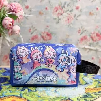 Cute Labubu Hand-held Small Square Bag, Portable Makeup Bag, Travel Bag, Labubu Pen Case