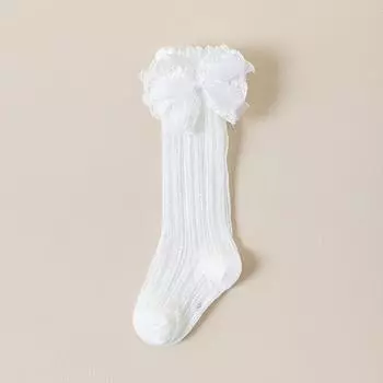 Cute Lace Bow Baby Girl Stockings Spring Summer Mesh Breathable Calf Socks Korean Kids Cotton Thin Middle Tube Socks 0-2Year