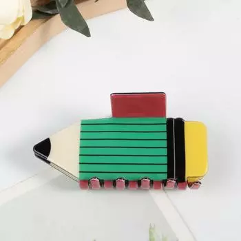 Cute Large Acrylic Pencil Design Hair Claw Clips for Women Girls Accessories Cartoon Sunflower Smile Ponytail Hairgrip New