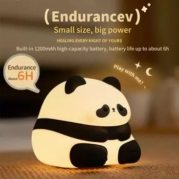 Cute Led Panda Night Light Cartoon Silicone Table Lamp Nursery Baby Room Decor Kids Bedroom Dimmable Nightlight Birthday Gifts